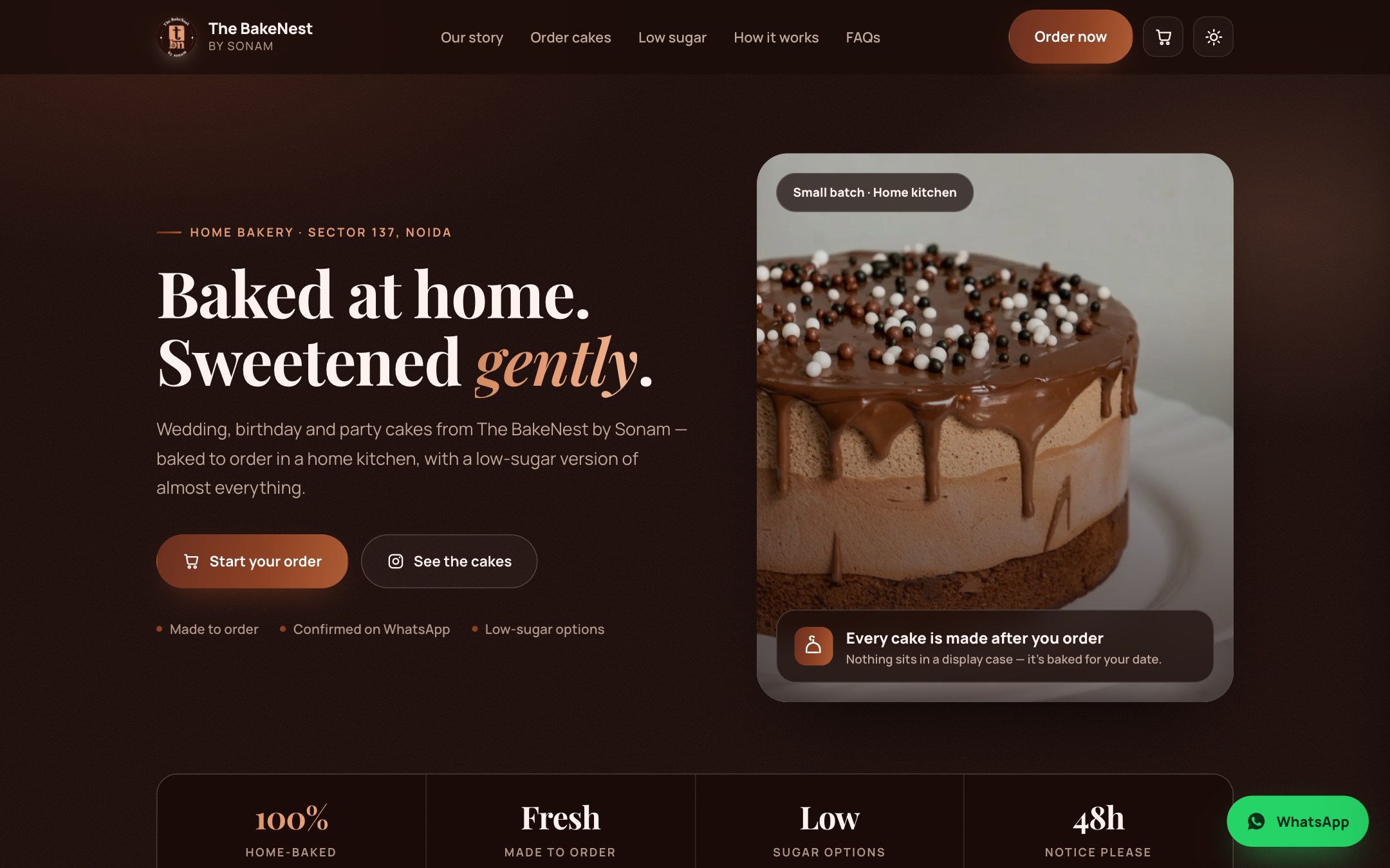 Custom Cake Ordering & Low-Sugar Storefront
